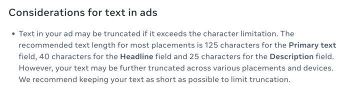 Metatext best practices in ads